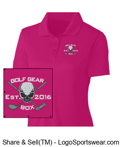 Goth Gear Box Ladies Pink Wicking Golf Polo Design Zoom